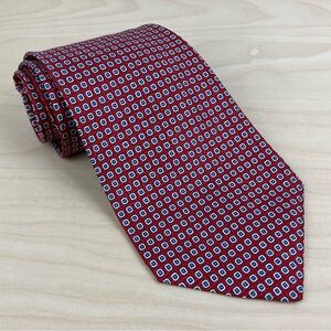 Vintage Polo Ralph Lauren Necktie 100% Silk Handmade In USA Red Square Pattern